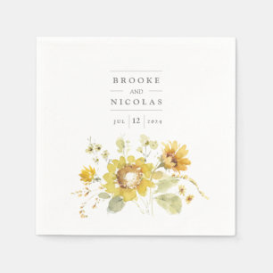 Sunflower Yellow Rustic Wedding Napkin