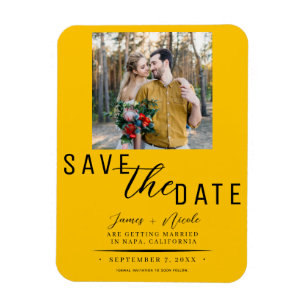 Sunflower Yellow Save the Date Photo Wedding Magnet
