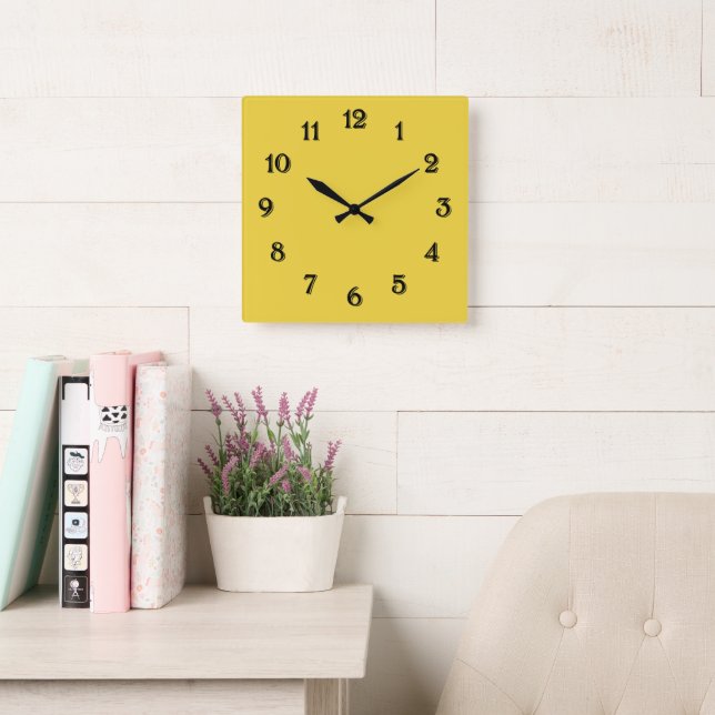 Sunflower Yellow Square Wall Clock (Reading Room)