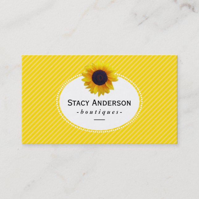 Sunflower | Yellow Stripes Business Card (Front)