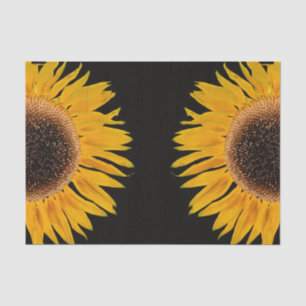 Sunflower Yellow Symmetrical Black Background Tissue Paper