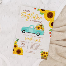 Sunflower Yellow Truck Fall Boy Baby Shower 