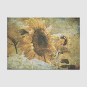 Sunflower Yellow Vintage Country Texture Floral Tissue Paper