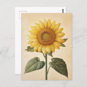 Sunflower Yellow Watercolor Background Postcard