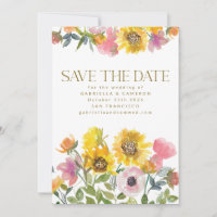 Sunflower Yellow Watercolor Floral Wedding
