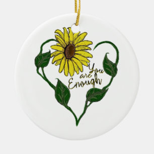 Sunflower You are Enough Ceramic Tree Decoration
