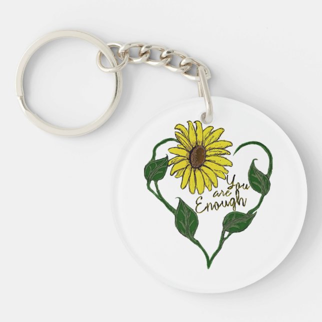 Sunflower You are Enough Key Ring (Front)