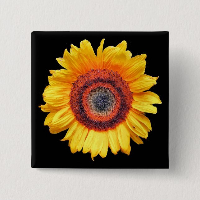 SUNFLOWERS 15 CM SQUARE BADGE (Front)