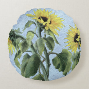 Sunflowers 1996 round cushion