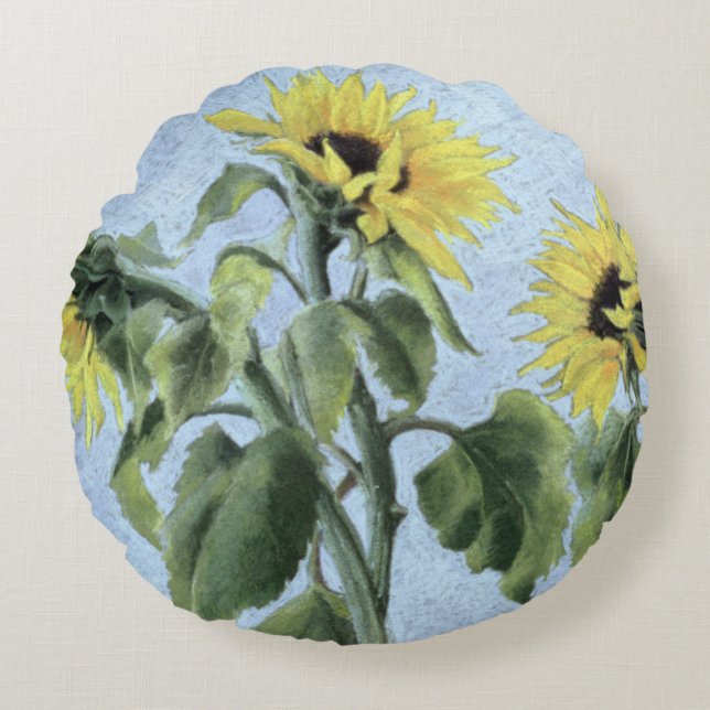 Sunflowers 1996 round cushion (Front)