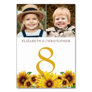 Sunflowers 2 Photos Wedding Table Number