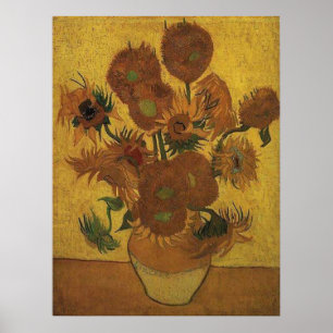 Sunflowers 4th version with Orange Background Poster