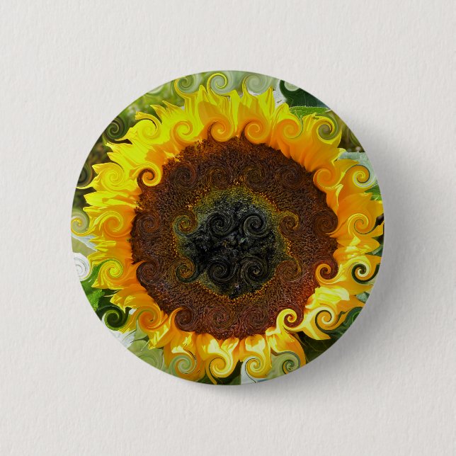 SUNFLOWERS 6 CM ROUND BADGE (Front)