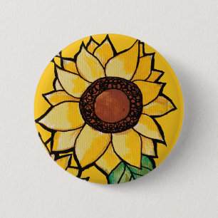 Sunflowers                                         6 cm round badge