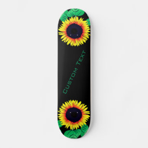 Sunflowers - Add Your Text / Name /Colour - Drawin Skateboard