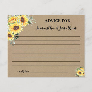 Sunflowers Advice for Happy Couple Shower Card