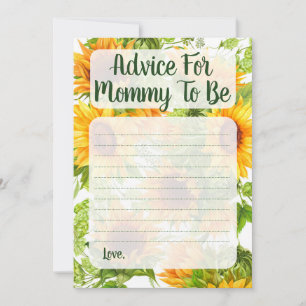 Sunflowers Advice For Mummy To Be Shower Game Card