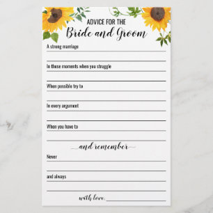 Sunflowers advice for the bride and groom Card