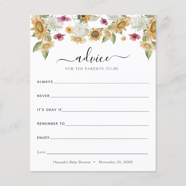 Sunflowers Advice for the Parents-to-Be (Front)