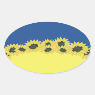 Sunflowers against the background of the Ukrainian Oval Sticker