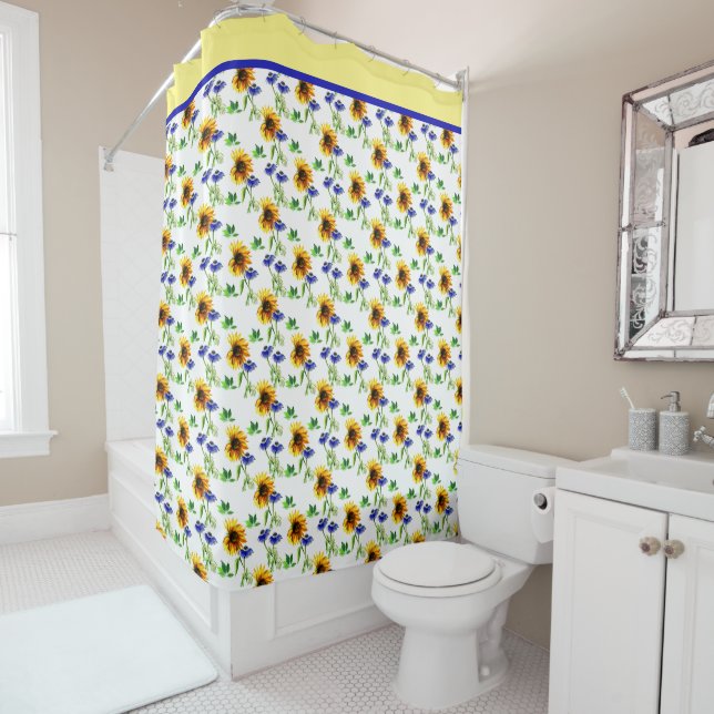 Sunflowers And Anemones Shower Curtain (In Situ)