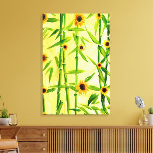 Sunflowers And Bamboo Canvas Print