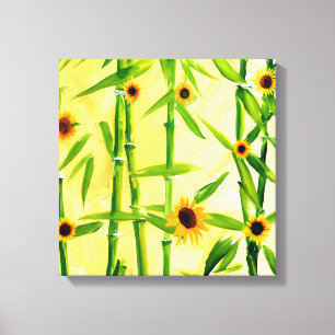 Sunflowers And Bamboo Canvas Print