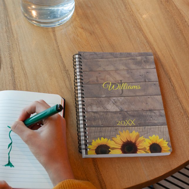 Sunflowers and Barnwood Personalised Monogram Day Planner (Creator Uploaded)