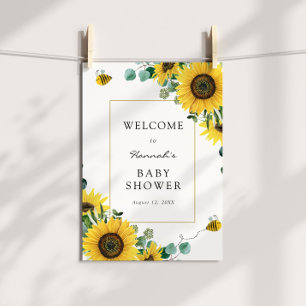 Sunflowers and Bees Baby Shower Welcome Sign