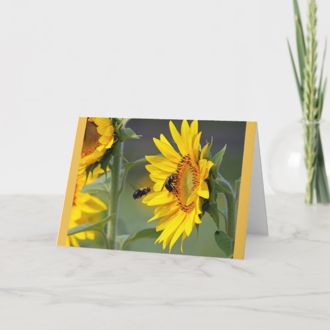 Sunflowers and Bees Birthday Card (Front)