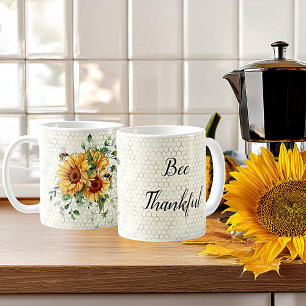 Sunflowers and bees custom coffee mug