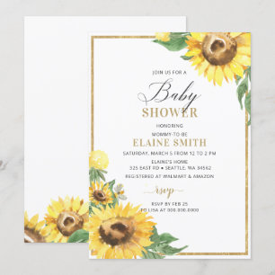 Sunflowers and Bees Gender Neutral Baby Shower Invitation