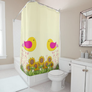Sunflowers and Birds Shower Curtain