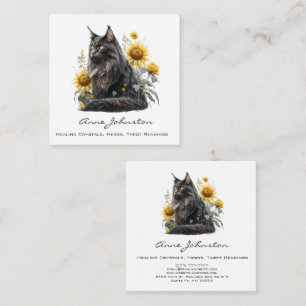 Sunflowers and Black Cat Square Business Card