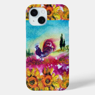SUNFLOWERS AND BLACK ROOSTER iPhone 15 CASE