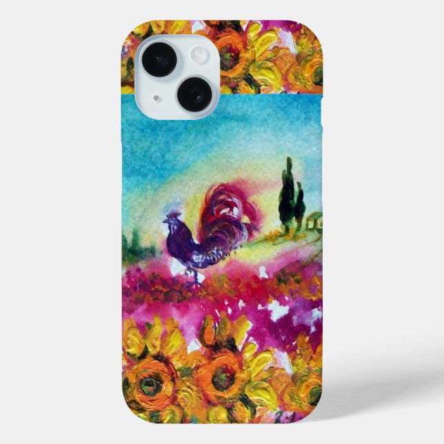 SUNFLOWERS AND BLACK ROOSTER Case-Mate iPhone CASE (Back)