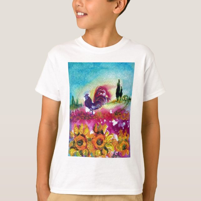 SUNFLOWERS AND BLACK ROOSTER T-Shirt (Front)