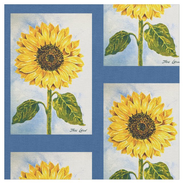 Sunflowers and Blue Fabric (Close Up)