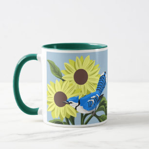 Sunflowers and Blue Jay Mug