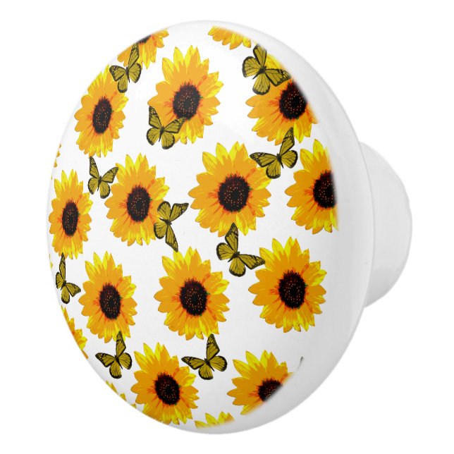 Sunflowers and Butterflies, Ceramic Knob (Right)