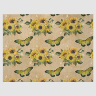 Sunflowers and Butterflies Decoupage Tissue Paper