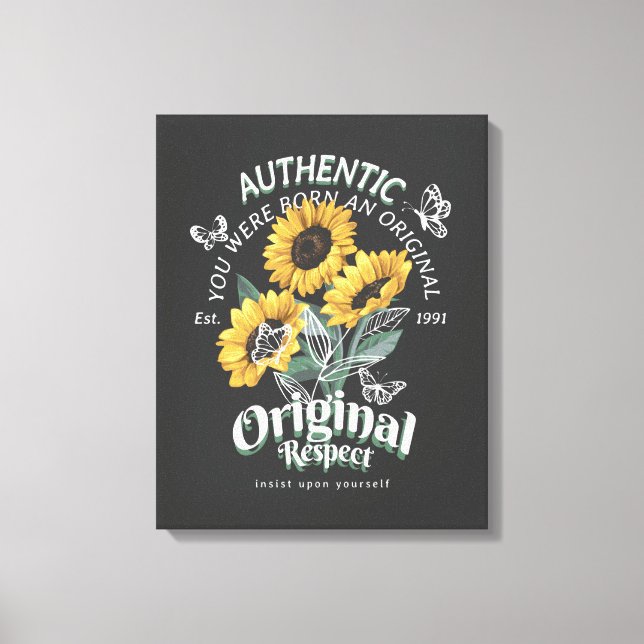 Sunflowers and Butterflies Graphic Canvas Print (Front)