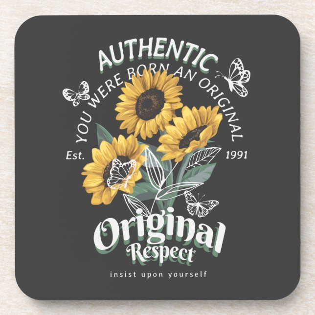Sunflowers and Butterflies Graphic Coaster (Front)
