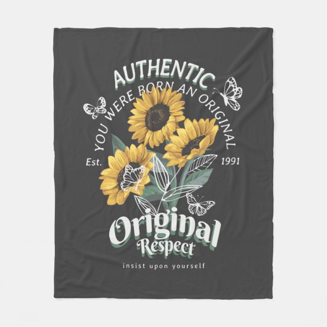Sunflowers and Butterflies Graphic Fleece Blanket (Front)