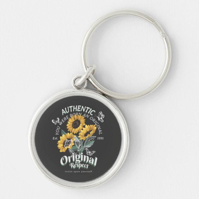 Sunflowers and Butterflies Graphic Key Ring (Front)