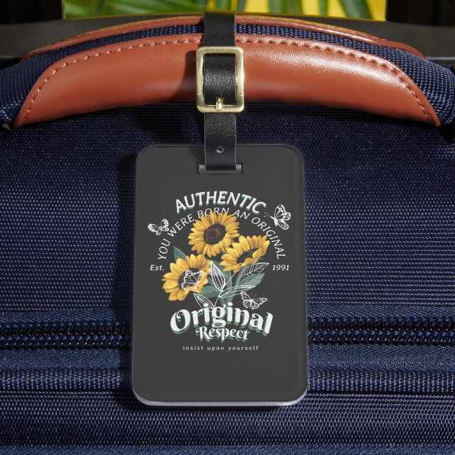 Sunflowers and Butterflies Graphic Luggage Tag (Front Insitu 2)