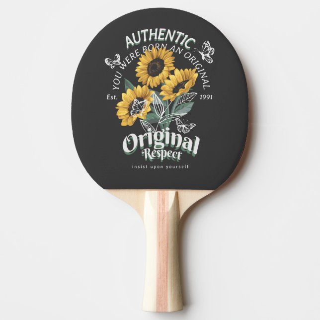 Sunflowers and Butterflies Graphic Ping Pong Paddle (Front)
