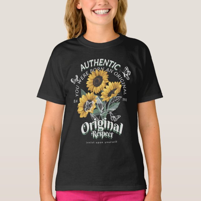 Sunflowers and Butterflies Graphic T-Shirt (Front)