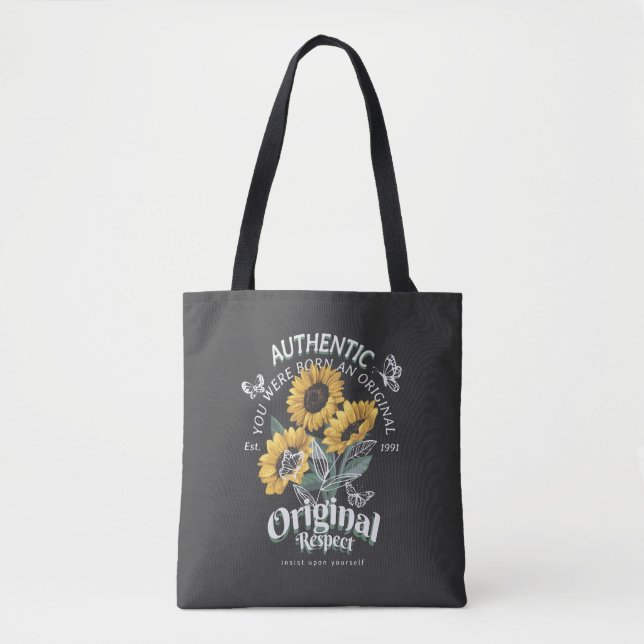 Sunflowers and Butterflies Graphic Tote Bag (Front)