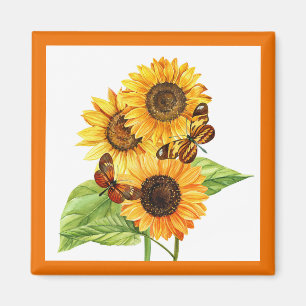 Sunflowers and butterflies magnet